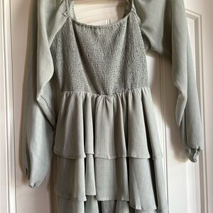 Elegant Light Gray Tiered Romper